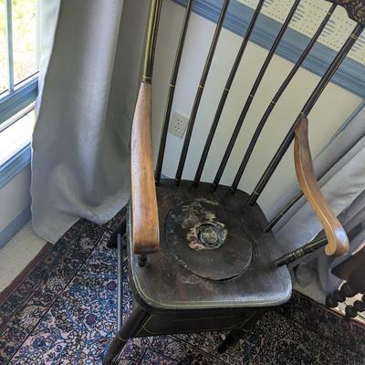 Antique Vintage Wood Wooden Commode Potty Toilet Armchair Chair (BR2)