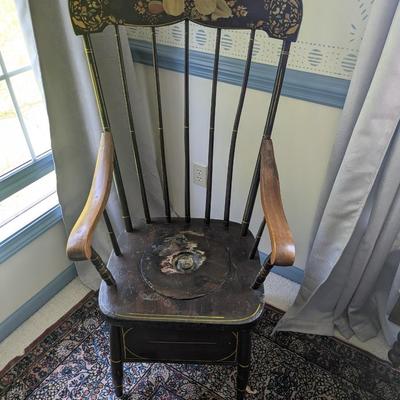 Antique Vintage Wood Wooden Commode Potty Toilet Armchair Chair (BR2)