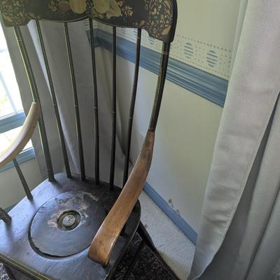 Antique Vintage Wood Wooden Commode Potty Toilet Armchair Chair (BR2)