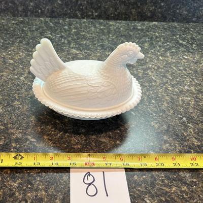 Milk Glass Hen on Nest