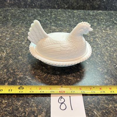 Milk Glass Hen on Nest