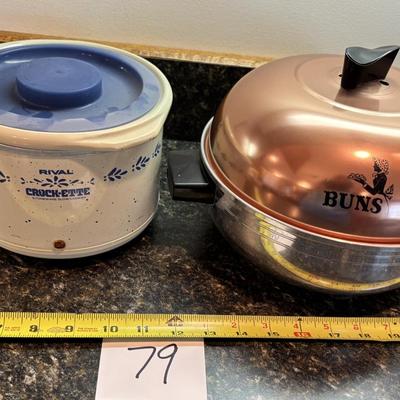 Vintage Bun Warmer and Small Crockpot