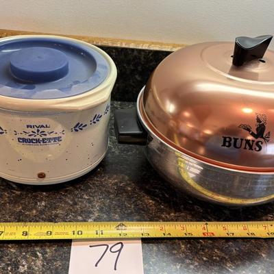 Vintage Bun Warmer and Small Crockpot