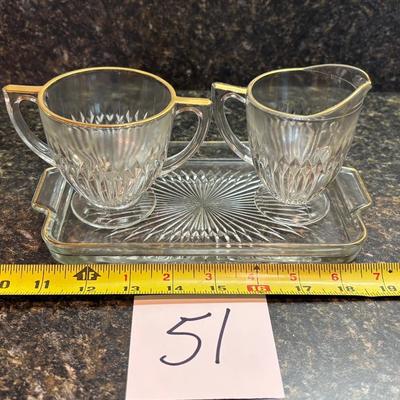 Vintage Glass Cream and Sugar Set