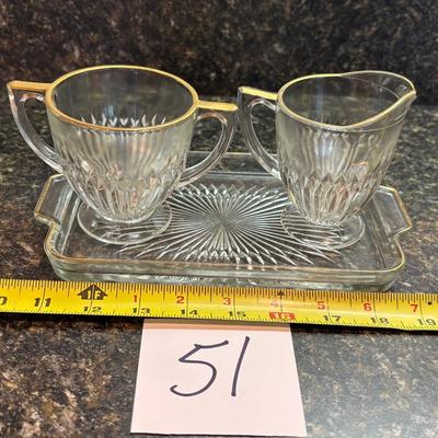 Vintage Glass Cream and Sugar Set