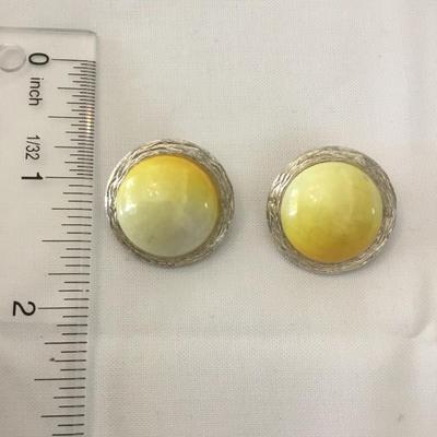 Cute vintage yellow moon glow clip on earrings
