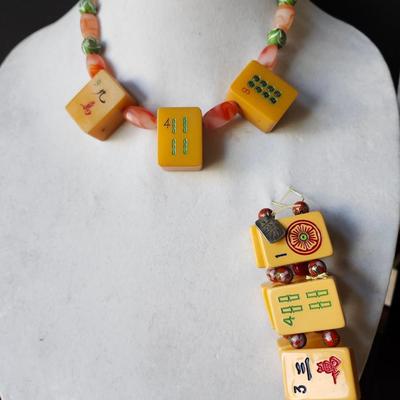 Mahjong necklace and bracelet set