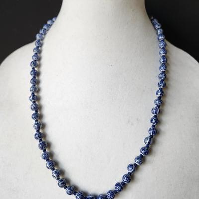 Blue White Chinoiserie Beads