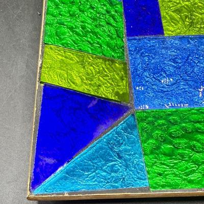 Vintage Mid Century Modern MCM Georges Briard Glass Guild Stained Glass Tray Dish