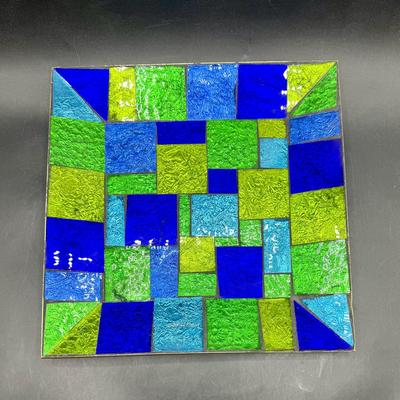 Vintage Mid Century Modern MCM Georges Briard Glass Guild Stained Glass Tray Dish