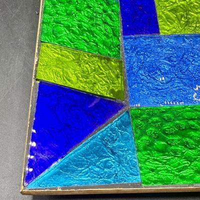 Vintage Mid Century Modern MCM Georges Briard Glass Guild Stained Glass Tray Dish