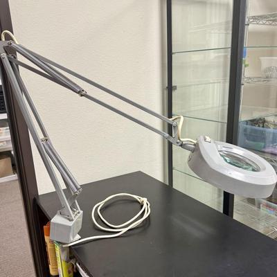 Vintage 1960s Articulating Spring Arm Magnifying Lamp by LUXO Lamp Corp.