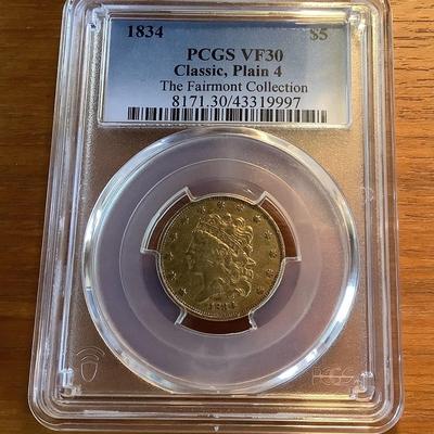 1834 P $5 GOLD PLAIN 4 CLASSIC HEAD HALF EAGLE