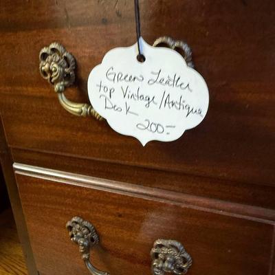 Lot 9: Green Leather Top Desk & More