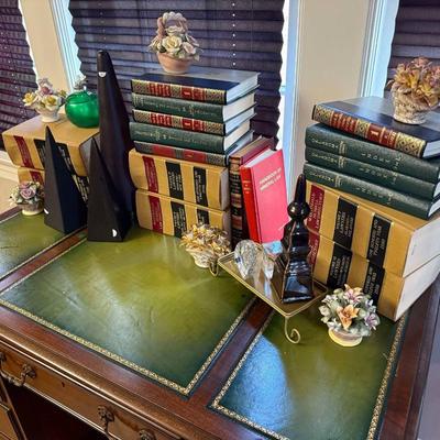 Lot 9: Green Leather Top Desk & More