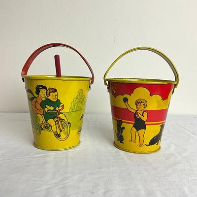 D926 Kirchof Newmark, N.J. Two Small Yellow Sand Pails