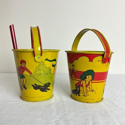 D926 Kirchof Newmark, N.J. Two Small Yellow Sand Pails