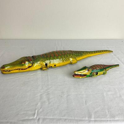 D938 Two Vintage J. Chein Tin Alligator Windup Toys