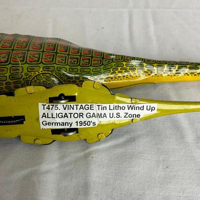 D938 Two Vintage J. Chein Tin Alligator Windup Toys