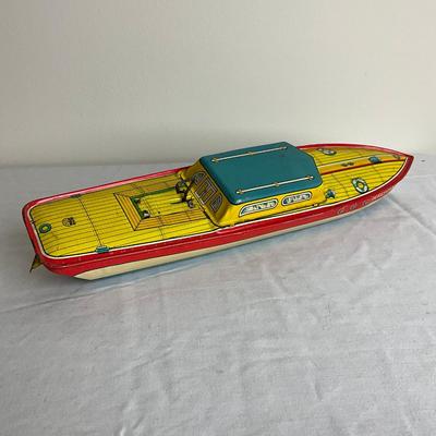 D941 Vintage J. Chein Peggy Jane Windup Boat Toy