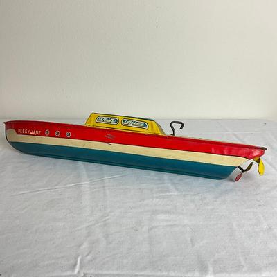 D941 Vintage J. Chein Peggy Jane Windup Boat Toy