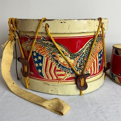 D953 Children’s Tin Toy Drums Patriotic Themed