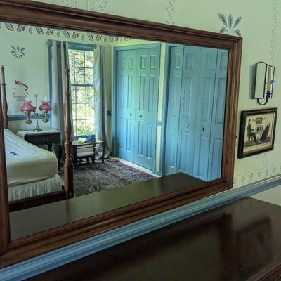Solid Wild Black Cherry Virginia Galleries Furniture By Henkel Harris Winchester VA. Mirror Approx 53" x 34 1/2" (BR2)