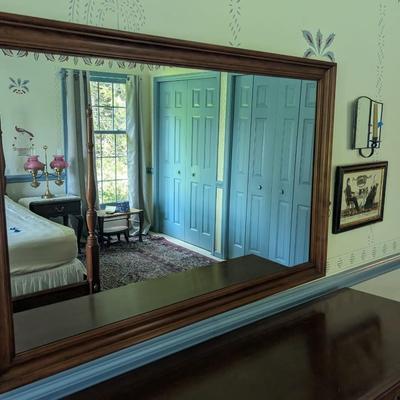 Solid Wild Black Cherry Virginia Galleries Furniture By Henkel Harris Winchester VA. Mirror Approx 53" x 34 1/2" (BR2)