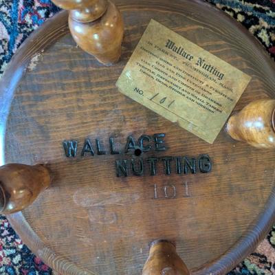 Vintage Oak Wallace Nutting Stool #101 Original Label (BR2)
