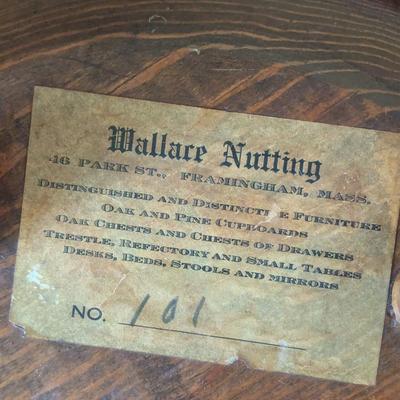 Vintage Oak Wallace Nutting Stool #101 Original Label (BR2)