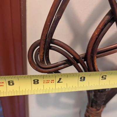 Antique Primitive Woven Rattan Rug Carpet Beater 33" & Hand Held Brush With Tassels (H)