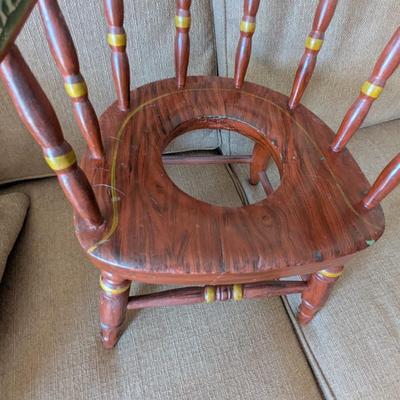 Antique Wooden Child's Potty Chair Painted (D)