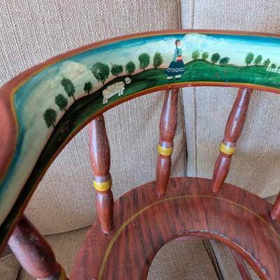 Antique Wooden Child's Potty Chair Painted (D)