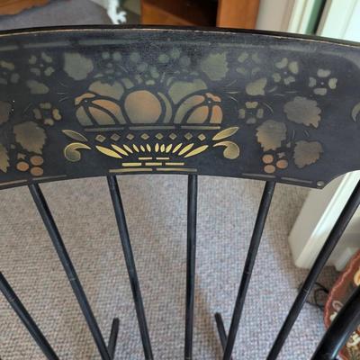 Antique Black Post Stenciled Rocking Chair (D)