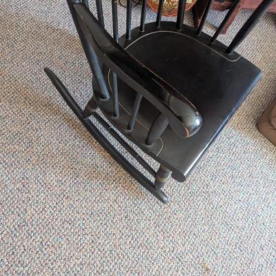 Antique Black Post Stenciled Rocking Chair (D)