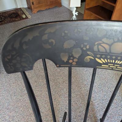 Antique Black Post Stenciled Rocking Chair (D)