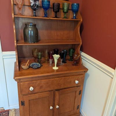 Antique Wood Hutch (Contents Not Included) (D)