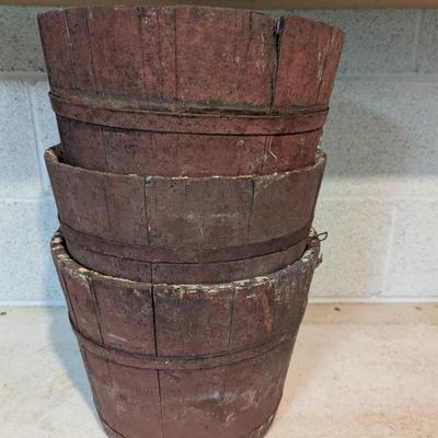 3 Antique Primitive Berry Buckets (TR)