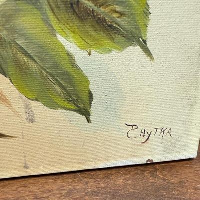 Unframed Still Life: Original Oil on Canvas - Pansies