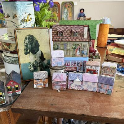 D957 Lot of Vintage Tin Candy Boxes and German Houses