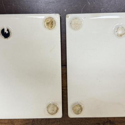 Lot of 2 antique Vintage Square Tile Trivets