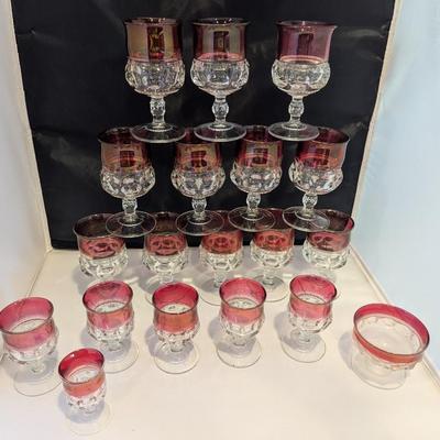 19 - Tiffin Ruby Red Kings Crown Glasses #2 (DR)