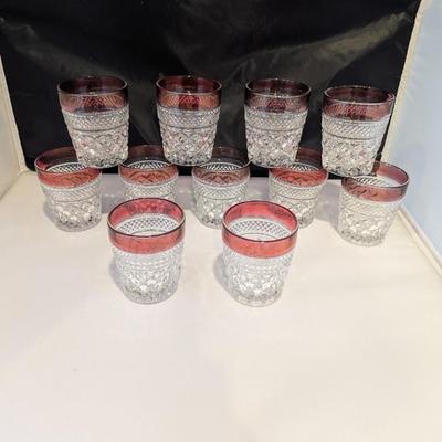 11 - Ruby Red Kings Crown Diamond Point Glasses #3 (DR)
