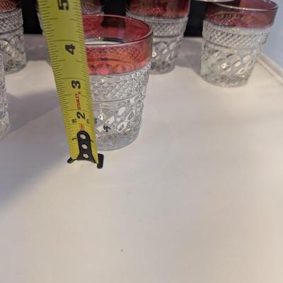 11 - Ruby Red Kings Crown Diamond Point Glasses #3 (DR)
