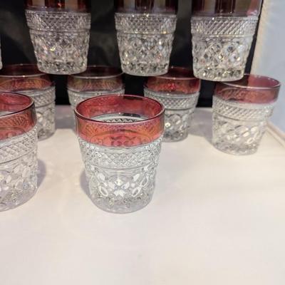 11 - Ruby Red Kings Crown Diamond Point Glasses #3 (DR)