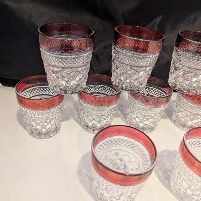 11 - Ruby Red Kings Crown Diamond Point Glasses #3 (DR)