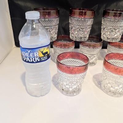 11 - Ruby Red Kings Crown Diamond Point Glasses #3 (DR)