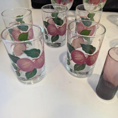 Ambassador Cut Vertical & Swags Also Hand Painted & Etched Glasses #4 (DR)