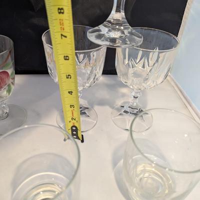 Ambassador Cut Vertical & Swags Also Hand Painted & Etched Glasses #4 (DR)