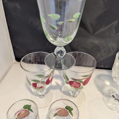 Ambassador Cut Vertical & Swags Also Hand Painted & Etched Glasses #4 (DR)